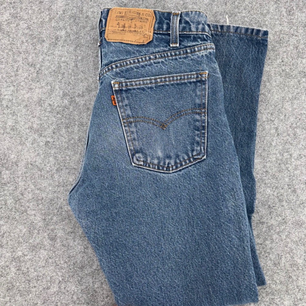 Vintage Levis 505 Orange Tab Jeans Mens 30x30 Made in USA Medium Wash Blue Denim